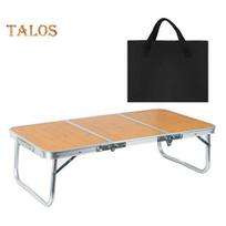 Sulankstomas lauko iškylų ​​​​stalas lengvas, tvirtas aliuminio rėmas, bambuko viršutinis kempingas, turistiniai žygiai, kepsninė, nešiojamas sulankstomas stalas