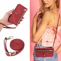 Skirta „Google Pixel 9 Pro XL 9Pro Long Lanyard Crossbody Purse“ atverčiamas odinis telefono dėklas, skirtas „Pixel9 8A 7A 7 Pro 6A 8Pro“ su užtrauktuku Piniginės kortelė Solt Stand Shell Google Pixel 6 raudona