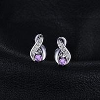 Jewelrypalace Infinity Genuine Natural Purple Amethyst 925 Sterling Silver Stud Earrings For Women Fashion Gemstone Earrings