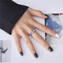 925 Sterling Silver Fashion Gold Color Lock Chain Open Rings For Women Men Twisted Geometric Finger Rings Party Jewelry S -R941 Resizable