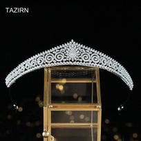 Vestuvinės karūnos Cirkonio diadema Arabiškos tiaros Princesės galvos papuošalai Elegantiška moterų tiara ir karūna konkursui, vakarėliui, nuotakos aksesuarai