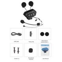 BT-12B motociklo šalmas domofonas Bluetooth 5.0+CSR ausinės 2000mah baterija 1 PCS