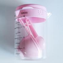500ml PVC Plastic Baking Cup Measuring Spoon 7 Piece Set with Scale Baking Tools rožinė