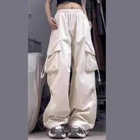GMXIA Retro Work Trousers Women's Summer High-waisted Straight-legged Wide-legged Trousers Design Loose Casual Trailing Trousers S dramblio kaulas