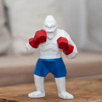 Kūrybinė abstrakčios dervos skulptūra bokseris King Kong namų dekoravimas gyvūnų ornamentas, kova su dideliu kalnų gorilos figūra 14.5x9x25cm balta