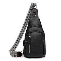 Mažos moteriškos rankinės per petį Crossbody rankinės PU odos kuprinės Sling piniginės Daug kišenių pakuotės su reguliuojamu gitaros dirželiu Juosmens krepšys Krūtinės krepšys moterims juoda