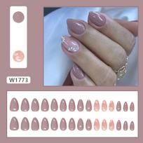 Fake Nails Wear Nail Pads Warm Colors Autumn Fake Nails Simple Removable Nail Pads 30 Almond Nails