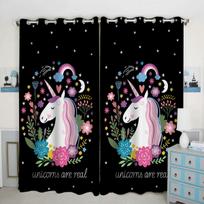 Vienaragio Tamsinanti Užuolaida Rainbow High Šėminanti Langų Užuolaidas Vienaragio Miegamojo Svetainės Dekoras Mergaitėms Vaikams Rinkinys iš 2 Skydelių W55 X H120cm X 2&HOOK
