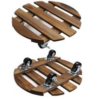 2/4/8 Pack 12 Inch Wooden Plant Stand with Lockable Wheels Rolling Round Dolly Cart for Outdoor Indoor Large Plant Flower Pot