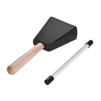 Profesionalus metalinis karvės varpas su medine rankena Mallet mušamuoju instrumentu