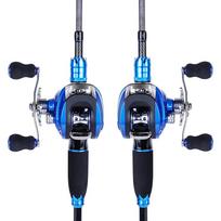 „Baitcasting“ meškerės ir ritės kombinacijų užmetimo meškerė ir „18BB Baitcaster“ ritės ešerių žvejybos reikmenys Rod with Left Reel mėlyna