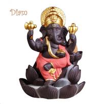 CO&LO Lord Ganesha India Elephant God Backflow smilkalų degiklio smilkalų laikiklio dovanų dekoras auksinė