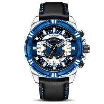 Nauji Laikrodžiai Vyriški Prabangus Prekės ženklas MEGIR Chronograph Vyriški sportiniai laikrodžiai Vandeniui atsparūs Odiniai Kvarciniai Vyriški Laikrodžiai Relogio Masculino mėlyna