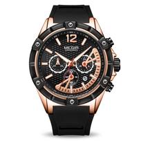 MEGIR kvarcinis laikrodis Vyriški rožinio aukso šviečiantys vandeniui atsparūs sportiniai laikrodžiai Laikrodis Chronografas rankiniai laikrodžiai Erkek Kol Saati Montre Homme