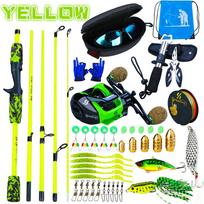 Nešiojami kelioniniai meškerykočiai, 5 sekcijų užmetimo meškerė, 12+1BB jaukų ritė 5.5FT Rod&Reel Left Hand geltona