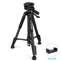 Andoer TTT-663N 57,5 ​​colio Kelioninis lengvas fotoaparato trikojo stovas Telefono trikojis, skirtas DSLR SLR vaizdo kamerai 3 QR Plates