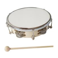 10 colių tamburinis varpelio rankinis būgnas su dviejų eilių „Jingles“ mušamuoju instrumentu vaikams 8 inch smėlis
