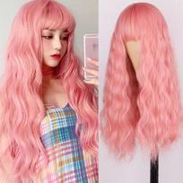 MERISIHAIR Deep Wave rožinis perukas, kirpčiukų sintetinių plaukų perukas, moteriškas perukas karščiui atsparus perukas 24 colių Cosplay