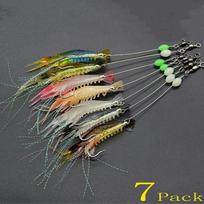 7vnt 8cm 5g Šviečiančios netikros krevetės Minkštas silikoninis dirbtinis masalas su pasukamu kabliuku, skirtas žvejybai Sabiki Rig Fishing Tackle Sea 7pcs