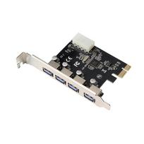 PCIE iki 4 USB3.0 prievadų išplėtimo kortelė PCI Express į USB3.0 adapterio kortelė su didele 4 kontaktų maitinimo sąsaja staliniam kompiuteriui juoda