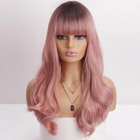 MERISIHAIR Long Ombre Rožinis ilgų banguotų plaukų perukas su kirpčiukais Black Brown Cosplay Natūralus karščiui atsparus sintetinis perukas moterims China