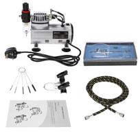 KKmoon Professional Airbrush Kit su oro kompresoriumi Hobby Air Brush rinkinys Nagų dailės dažų purkštuvu UK Plug įvairiaspalvis