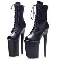 Stripper 9 colių aukštakulnė platforma Gothic Pole Dance Lace Up Peep Toe kulkšnies aukštaauliai Pasirinktinių spalvų 36-40 dydis 36 matinė juoda spalva