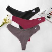 FINETOO 3Vnt./rinkinys Seksualios kelnaitės, moteriškos medvilninės G-stygelių moteriškos apatinės kelnaitės Kelnaitės žemu juosmeniu Stringai, intymūs V formos juosmens apatinis trikotažas XL black