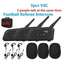 3 vnt XINOWY V4 V4C futbolo teisėjo domofono ausinės 1200M pilnas dvipusis „Bluetooth“ motociklo vidinis pokalbis tuo pačiu metu 3pc V4C
