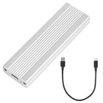 M.2 NVMe/SATA dviejų protokolų mobiliojo kietojo disko dėklas USB3.1 Type-C išorinis SSD korpusas, aliuminio Single protocol sidabras