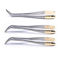 3 vnt Dantų šaknų fragmentų replės Minimaliai invazinės dantų ištraukimo žnyplės Odontologo instrumentas Žnyplė išlenkta viršutinio žandikaulio žandikaulio