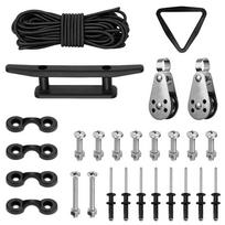 Kayak Anchor Trolley Kit with ???????Tri-grip Rivets O-ring Cleat Rope Pad Eyes Pulleys Lashing juoda