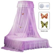 Universali kupolinė lovos baldakimas Vieno įėjimo smulkaus tinklelio lovos tinklelis Nėriniuota užuolaida Princesės stiliaus miegamasis violetinė