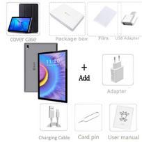 BDF 10.1 colio P30 Android 13 planšetė 8GB RAM 256GB ROM 4G tinklas 8000mAh baterija Standard add cover case pilka