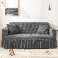 Thicker Fabric Skirt Sofa Cover High Quality Spandex Stretch Non -Slip Sofa Couch Covers For Dining Room 1 /2 /3 /4 Seaters Set 1Seater 90-140cm pilka spalva