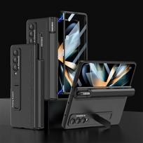 Dėklas Samsung Galaxy Z Fold 4 5g su magnetiniu rašiklio laikikliu, stiklo ekrano dangteliu ir visapusišku kietuoju dėklu Z Fold 4 (Nėra S rašiklio ) Case & Holder juoda