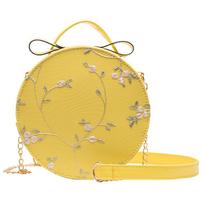 Moteriškos mados nėrinių šviežios rankinės Crossbody Bag Vienspalvis mažas apvalus krepšys geltona