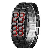 (Projektorius)Nauja geležies samurajus plastikinė apyrankė LAVA Watch LED skaitmeniniai laikrodžiai Hour Vyrai Moterys One Size juoda