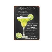 Kokteilių baras Margarita Martini metalinis ženklas vintažinės skardos lėkštės retro geležies tapybos sienų apdaila bare, kavinėje 20x30cm