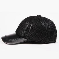 EFei rankų darbo avikailio odinė beisbolo kepurė Retro odinė kepurė moterims unisex mados one size(55-60cm) juoda
