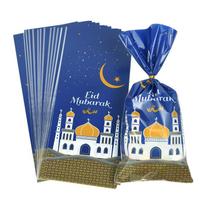 100 vnt. Eid Mubarako dovanų maišeliai Plastikiniai saldainių sausainių maišeliai Ramadan Kareem apdaila Islamo musulmonų vakarėlių reikmenys YSL 100pcs