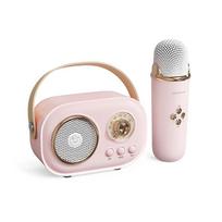 VAORLO Bluetooth garsiakalbis su belaidžio mikrofono palaikymu Karaoke TF Card FM Play HiFi žemųjų dažnių garsiakalbis Aukštas suderinamas laisvų rankų skambutis rožinė