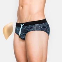 Push Up vyriškos maudymosi kelnaitės, seksualios gėjų maudymosi kelnaitės, paplūdimio dėvėjimas varpos pagalvėlės maudymosi kostiumėlis, karštas maudymosi kostiumėlis M mėlyna