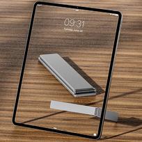 KEYSION Patvarus Mini L formos planšetinio kompiuterio stovas Sulankstomas aliuminio lydinio plokštės stovas stalo laikiklio laikiklis, skirtas iPad Huawei Samsung Pad sidabras