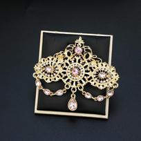 Spalvota krištolo sagė Moteriška pakabukas Aukso spalvos Bohemian Wedding Jewelry sagė rožinė