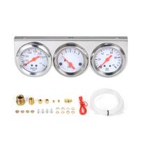 3 viename automobilio matuoklio alyvos slėgio Farenheito vandens temperatūros matuoklio voltmetras 52 mm trigubo matuoklio rinkinys sidabras