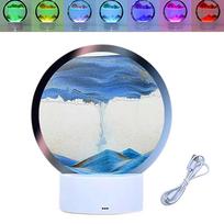 USB LED RGB smėlio kraštovaizdžio lempa judantis smėlio menas naktinis šviestuvas su 7 spalvų smėlio laikrodžio šviesa 3D judantis smėlio meno stalas mėlyna