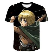 Attack On Titan marškinėliai Anime 3D spaudiniai Gatvės drabužiai Unisex Moterims Madingi Dideli marškinėliai Vaikams Berniukams Hiphopo marškinėliai Viršuliai Unisex drabužiai 2XL