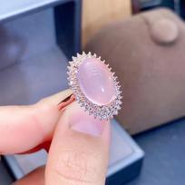POMOiii Nauji imitaciniai ledo lotoso akmens milteliai nefrito cirkonio briaunos temperamento madingi atviri žiedai moteriški papuošalai Adjustable Opening rožinio aukso spalvos