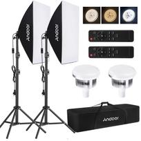 „Andoer Studio Photography Light“ rinkinys „Softbox“ apšvietimo rinkinys su 85 W 2800K-5700K dviejų spalvų temperatūra EU Plug